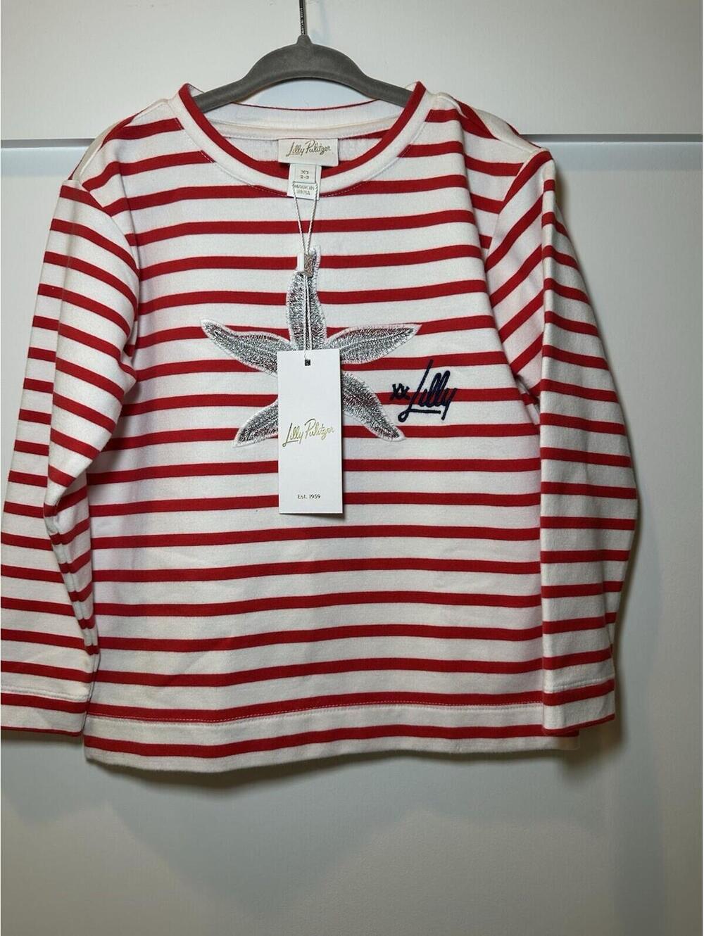 Lilly Pulitzer Girls NWT Red Striped Shirt w/Starfish Size XS (2-3) Retail $74